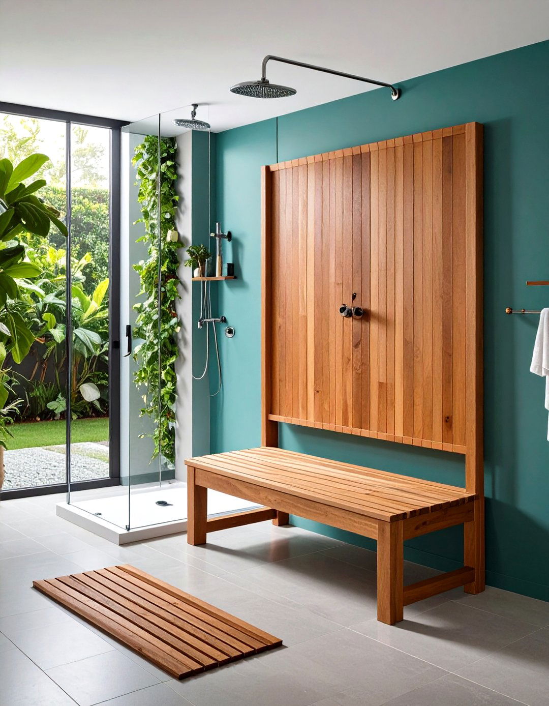 Freestanding Teak Bench - 20 Shower Bench Ideas