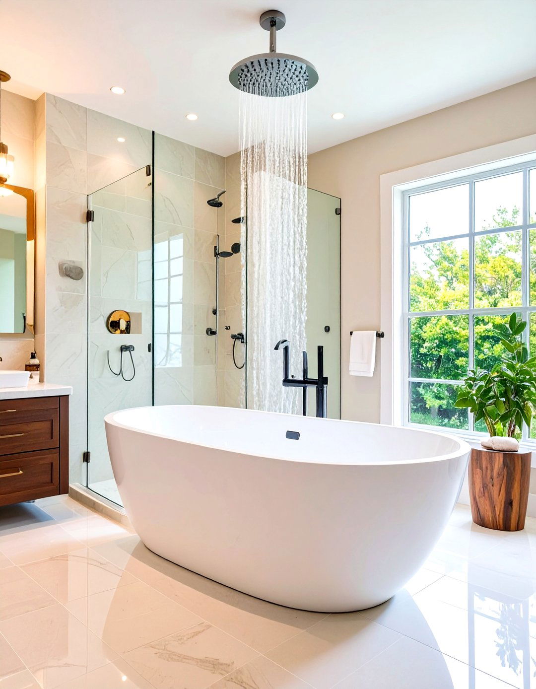 Freestanding Tub with Pivot Shower Screen - 20 Tub-shower Combo Ideas