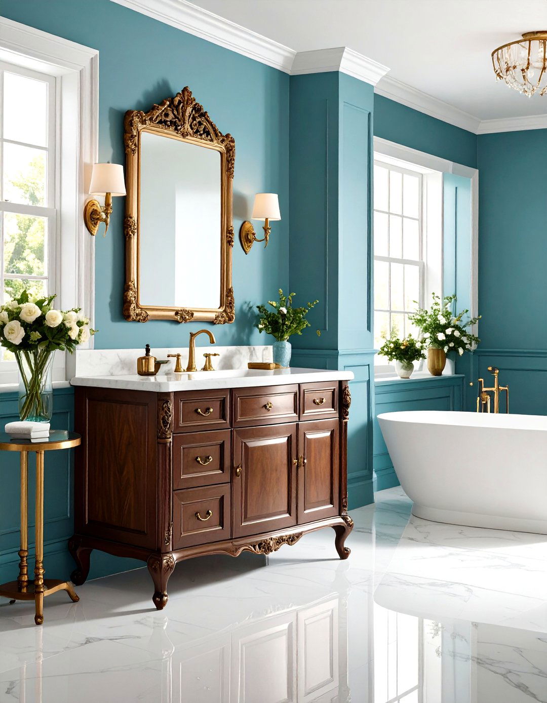 Freestanding Wooden Cabinet - 20 Victorian Bathroom Ideas
