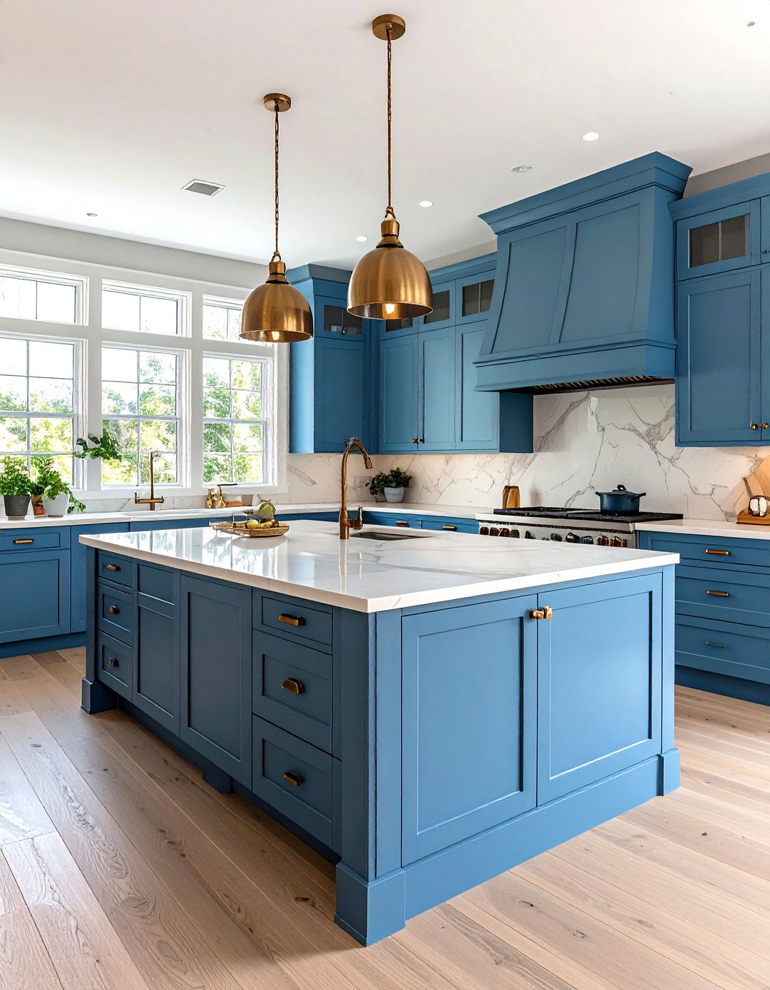 French Blue Kitchen Island with European Elegance - 20 Blue Kitchen Island Ideas