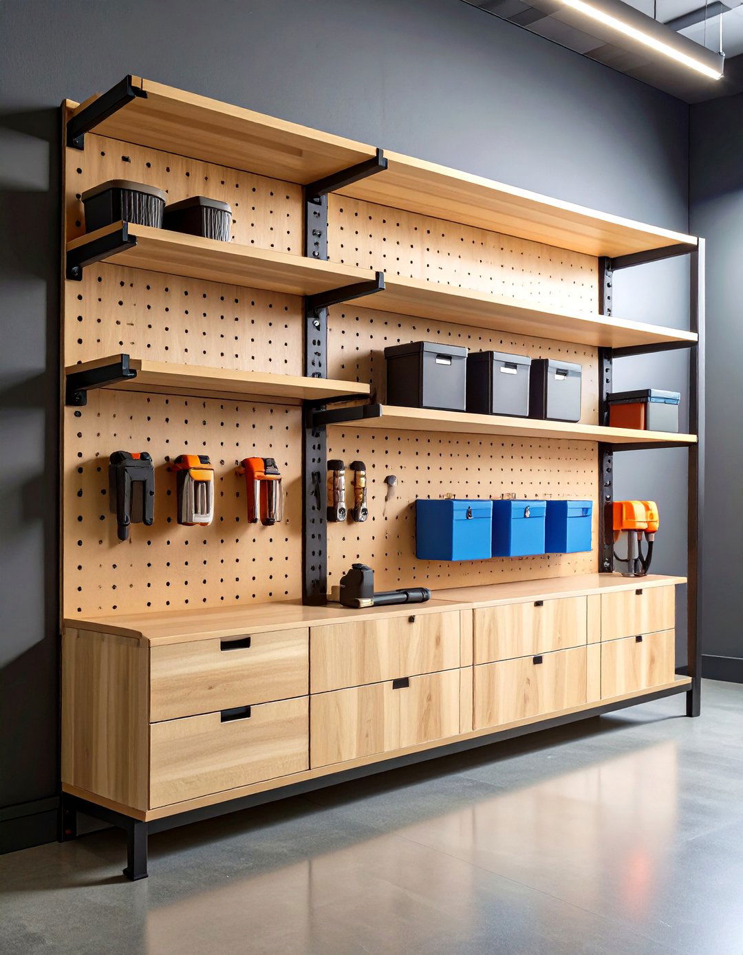 French Cleat Rail Grid - 20 Garage Wall Ideas