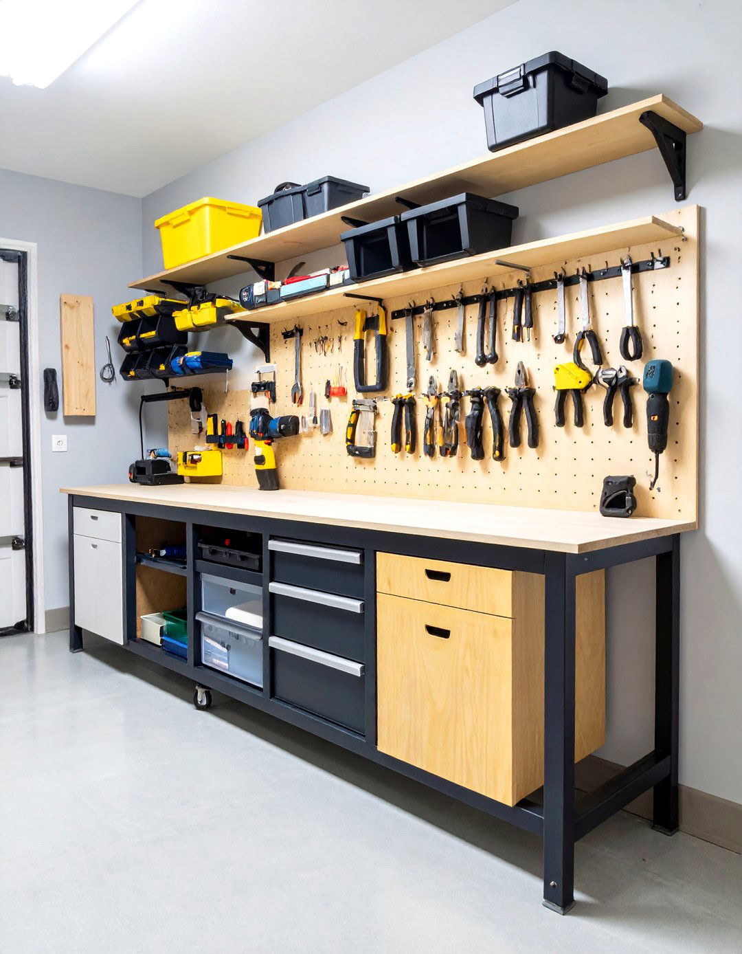 French Cleat Tool Wall Workbench for Fast Re Config - 20 Garage Workbench Ideas