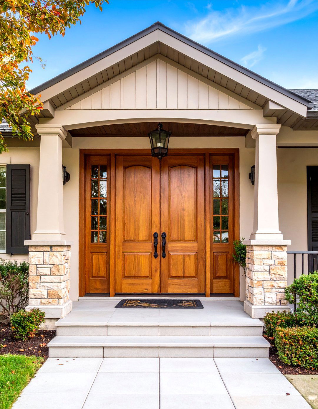 French Colonial Front Door with Double Entry - 20 Colonial Front Door Ideas