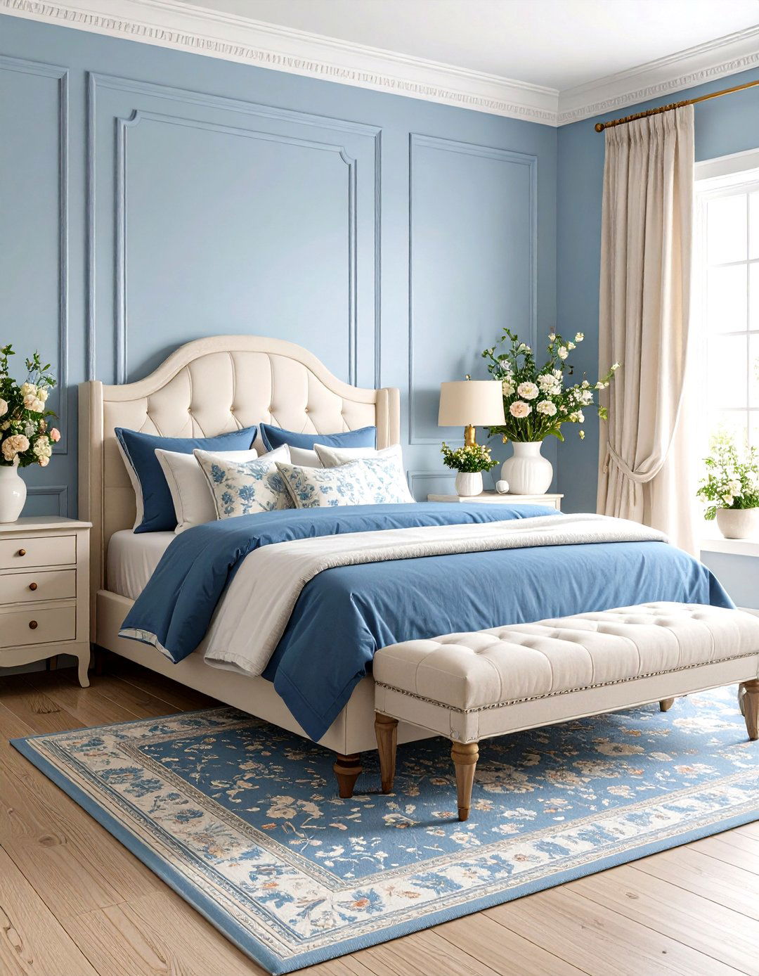French Country Blue and White Bedroom Elegance - 20 Blue and White Bedroom Ideas