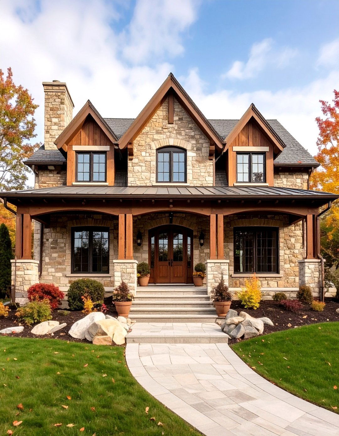 French Country Brick Houses with Stone Accent Features - 20 Brick Houses With Stone Accents