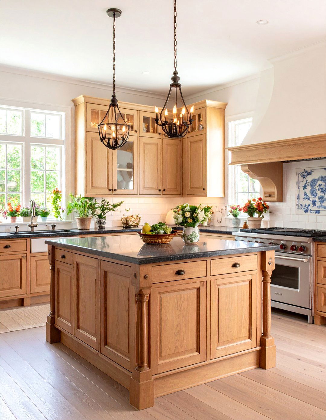 French Country Brown Kitchen Cabinets With Black Countertops - 20 Brown Kitchen Cabinets With Black Countertops