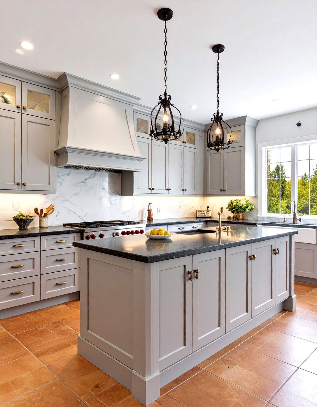 French Country Gray Cabinets and Black Countertops Kitchen - 20 Kitchen With Gray Cabinets And Black Countertops Ideas