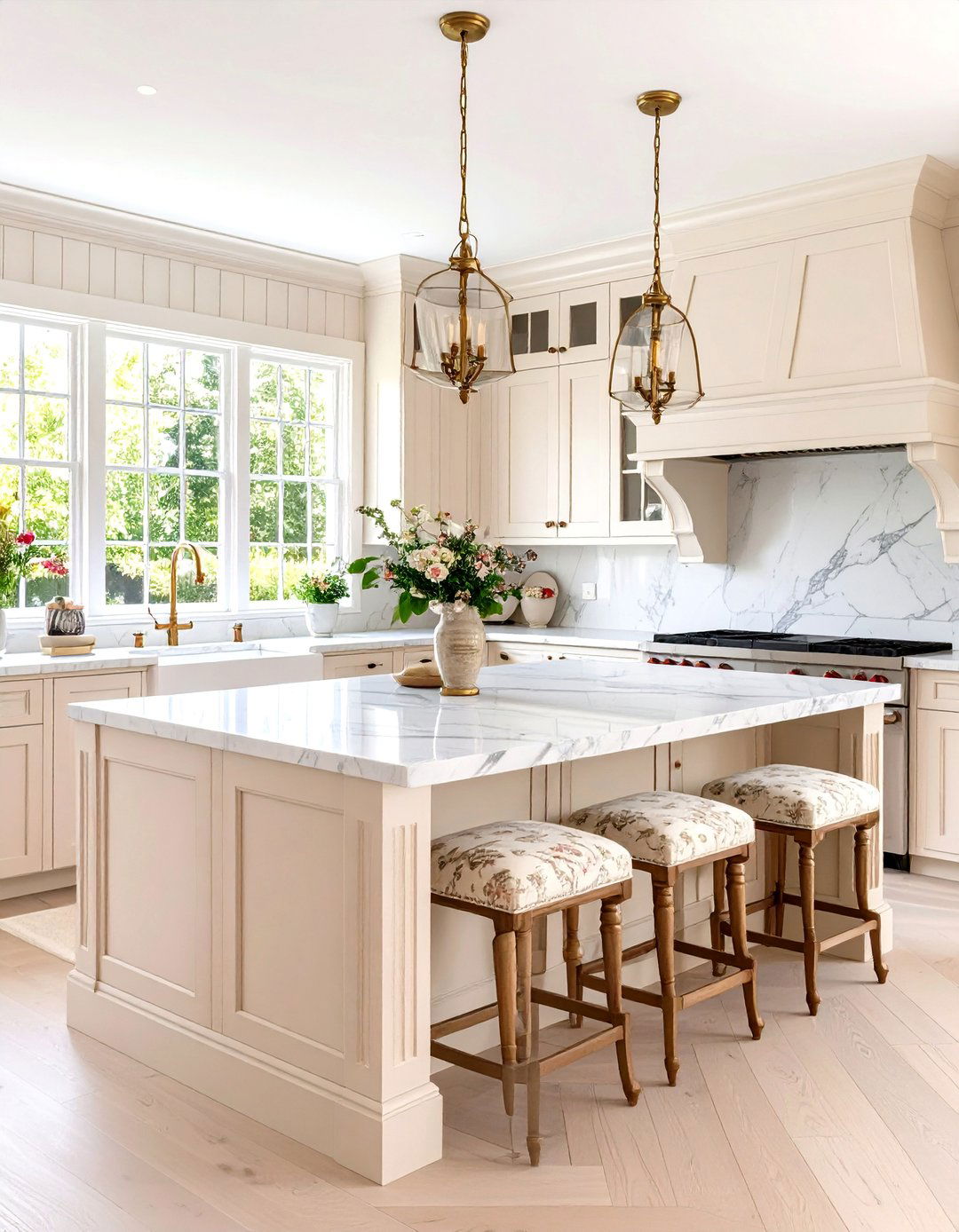 French Country Kitchen Shiplap Island with Marble Surfaces - 20 Kitchen Shiplap Ideas With Kitchen Island Ideas