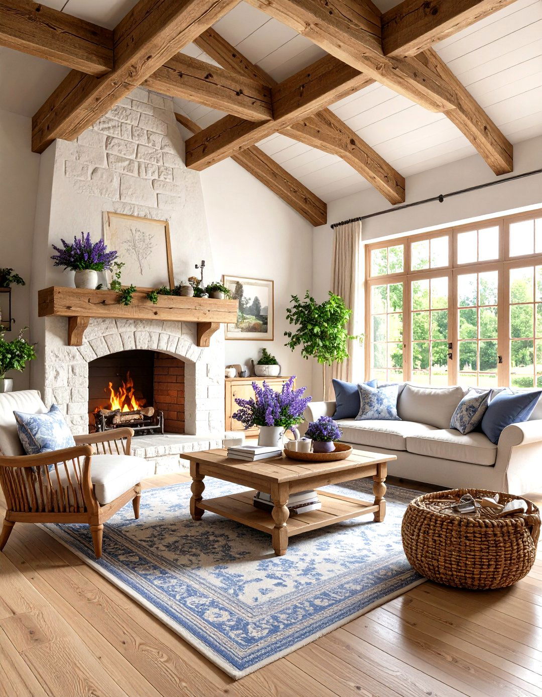 French Country Rooms With Fireplaces With Vaulted Ceilings Using Limestone and Timber - 20 Rooms With Fireplaces With Vaulted Ceilings Features