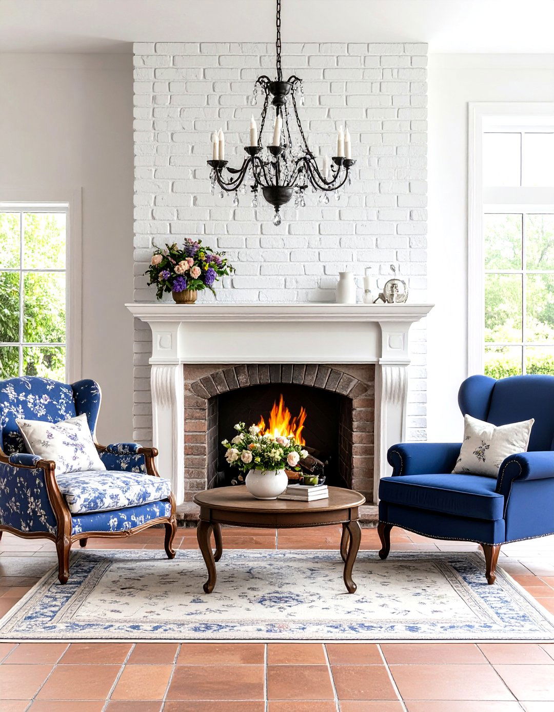 French Country Rustic Living Room With a Brick Fireplace - 20 Rustic Living Room With a Brick Fireplace Ideas