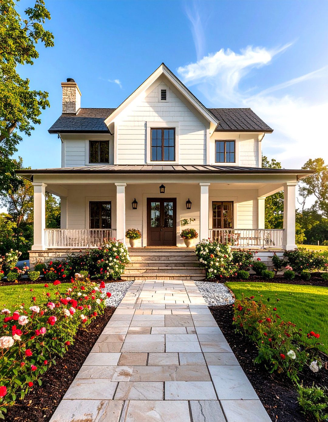 French Country White Farmhouse With Wrap around Porch - 20 White Farmhouse With Wrap-around Porch Ideas