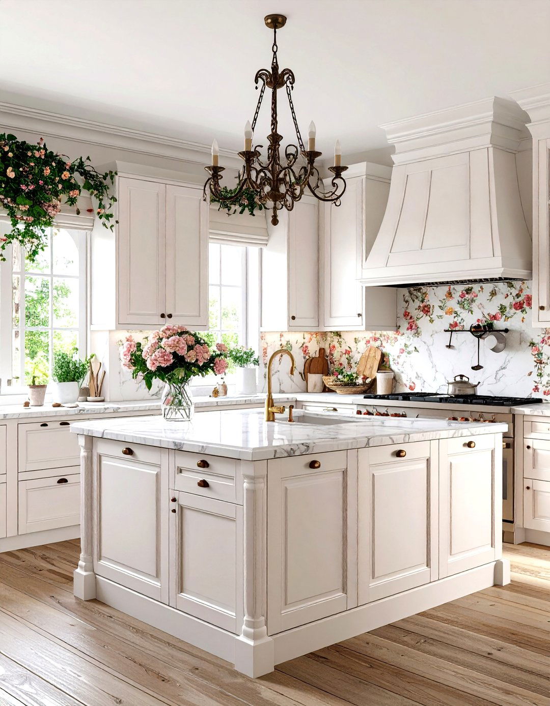 French Country White Kitchen with Vintage Charm - 20 White Kitchen Ideas