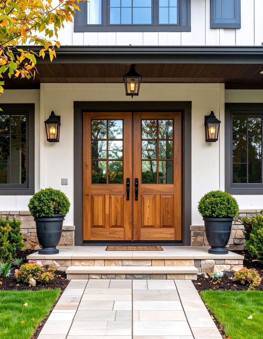French Door Farmhouse Front Entry - 20 Farmhouse Front Door Ideas