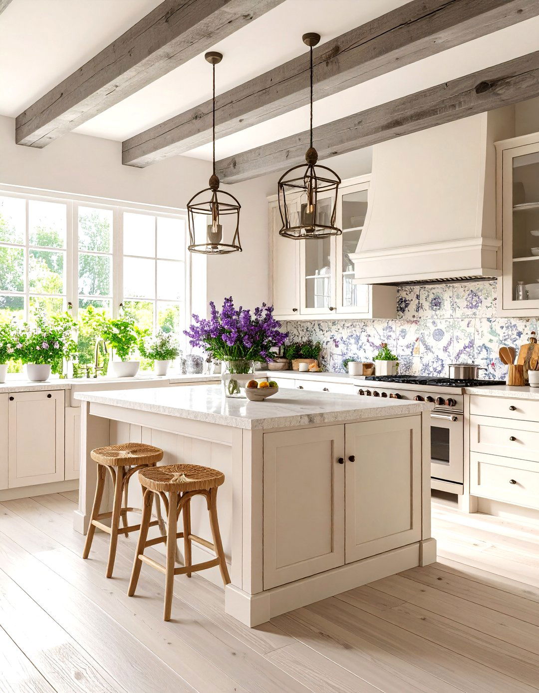 French Provence Mediterranean Kitchen with Lavender Accents - 20 Mediterranean Kitchen Ideas