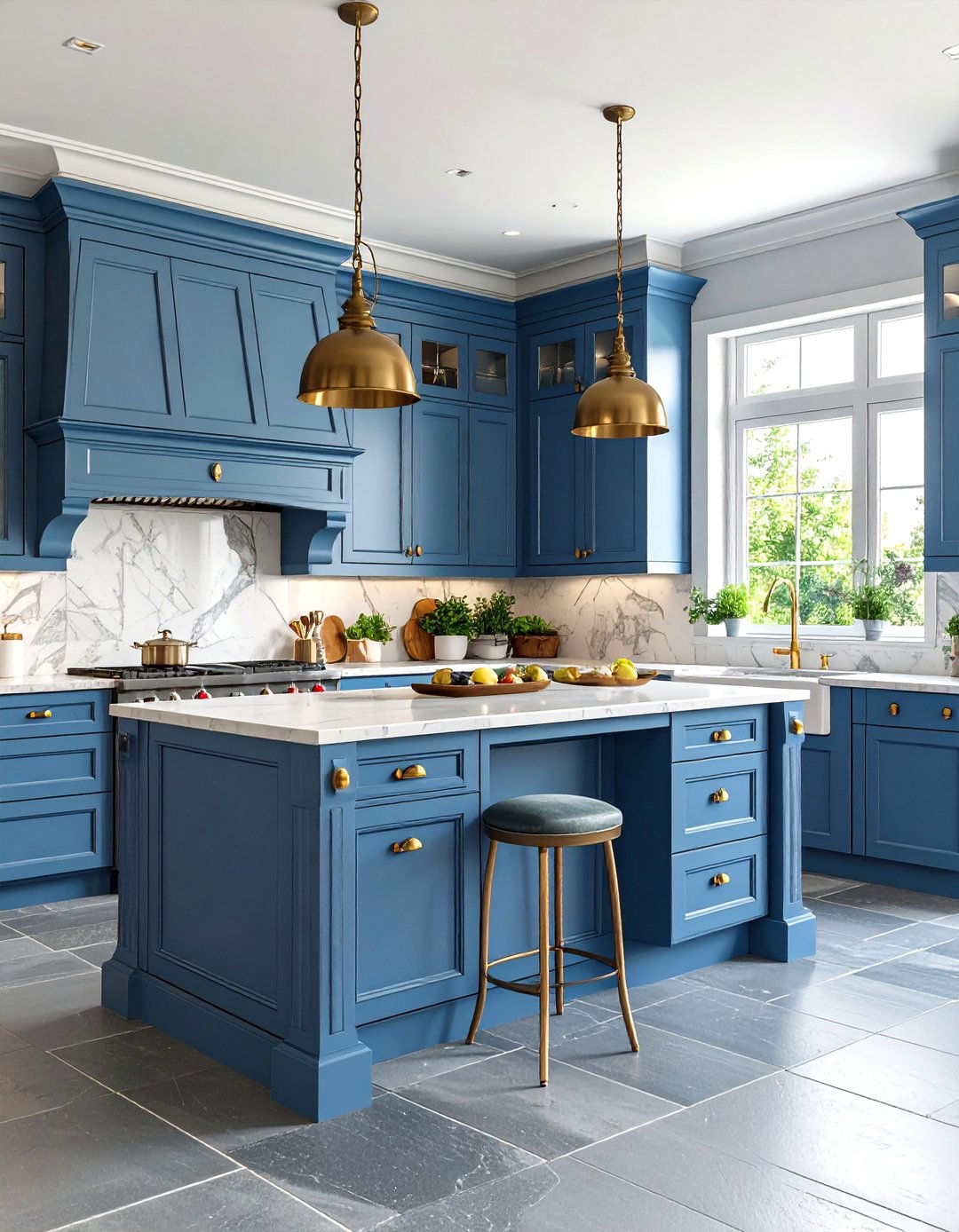 French Provincial Kitchen with Slate Floors - 20 Kitchens With Slate Floors