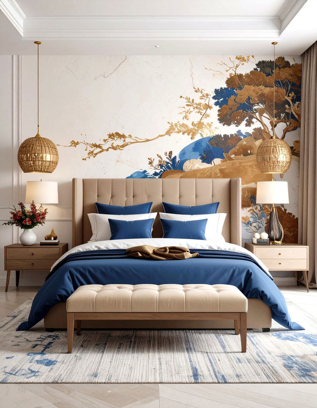 Fresco Inspired Wall Art Personalizing a Greek Bedroom - 20 Greek Bedroom Design Ideas