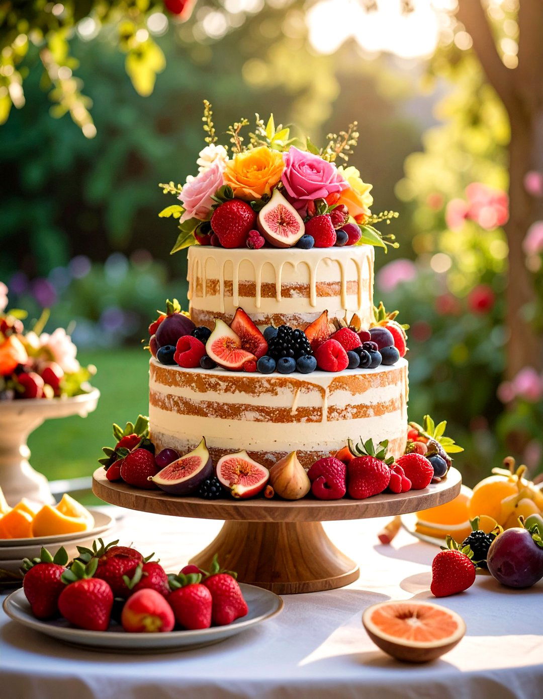 Fresh Fruit Covered Wedding Cake with Garden Abundance - 20 Wedding Cake Ideas