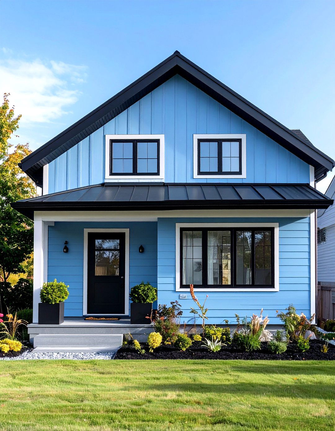 Fresh Minimalist Blue House Aesthetics - 20 Blue House With Black Trim Ideas