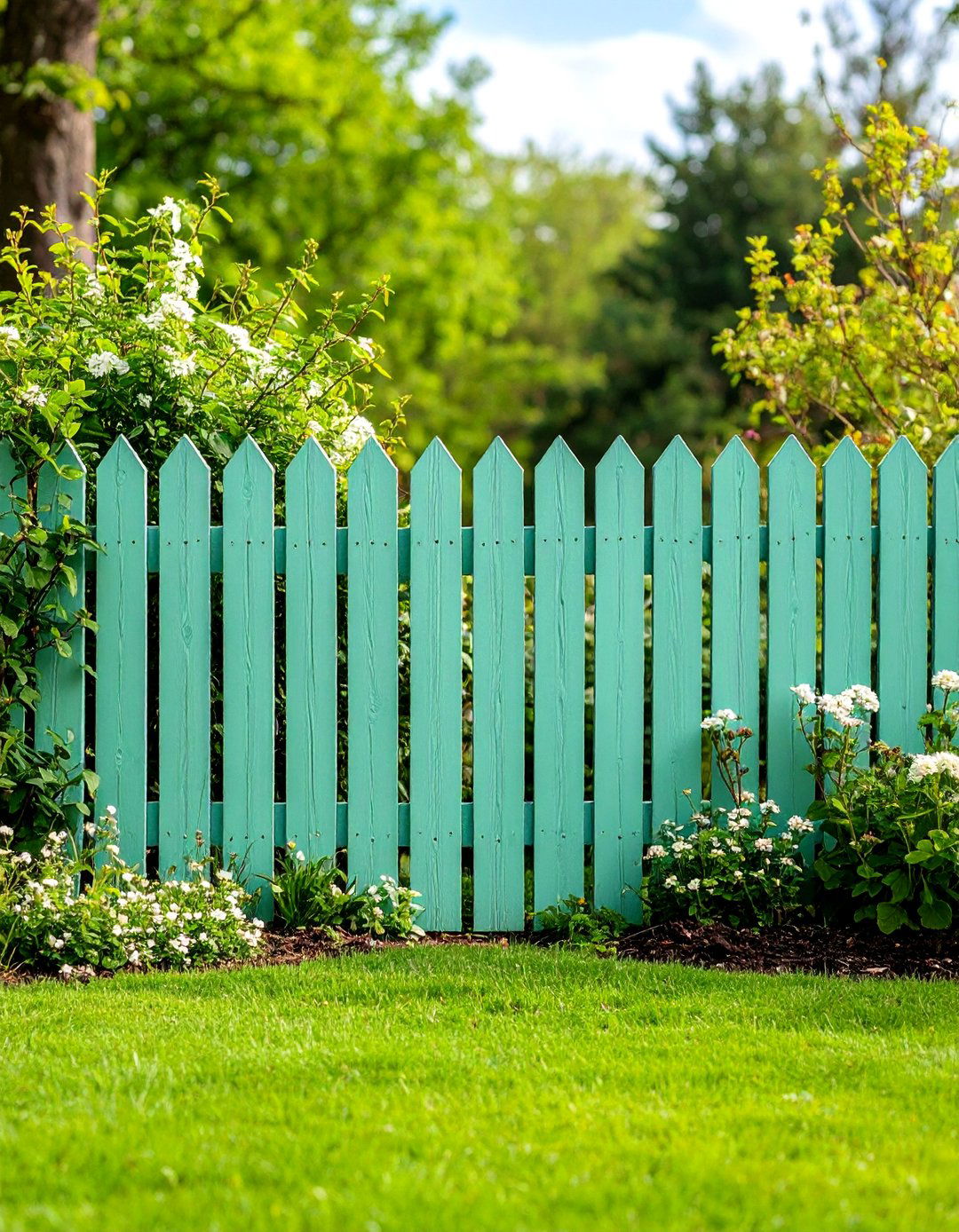Fresh Mint Green Garden Fence Colour - 20 Garden Fence Colour Ideas