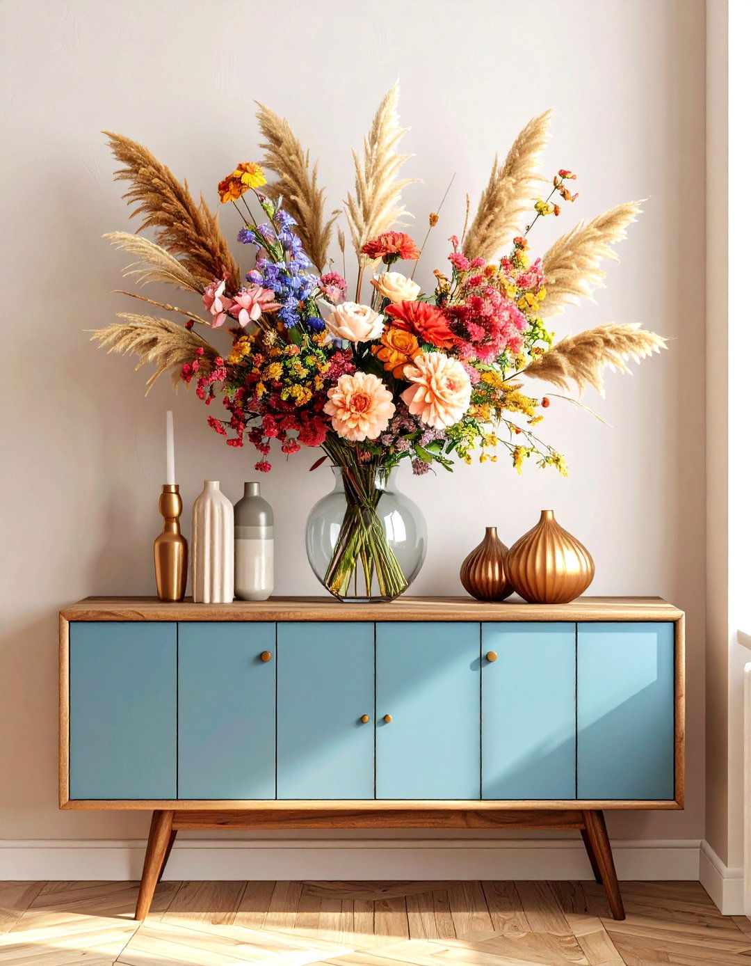 Fresh or Dried Florals - 20 Sideboard Decor Ideas