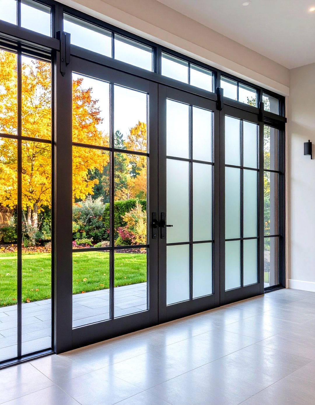 Frosted Glass Barn Door for Privacy and Light - 20 Barn Door Ideas