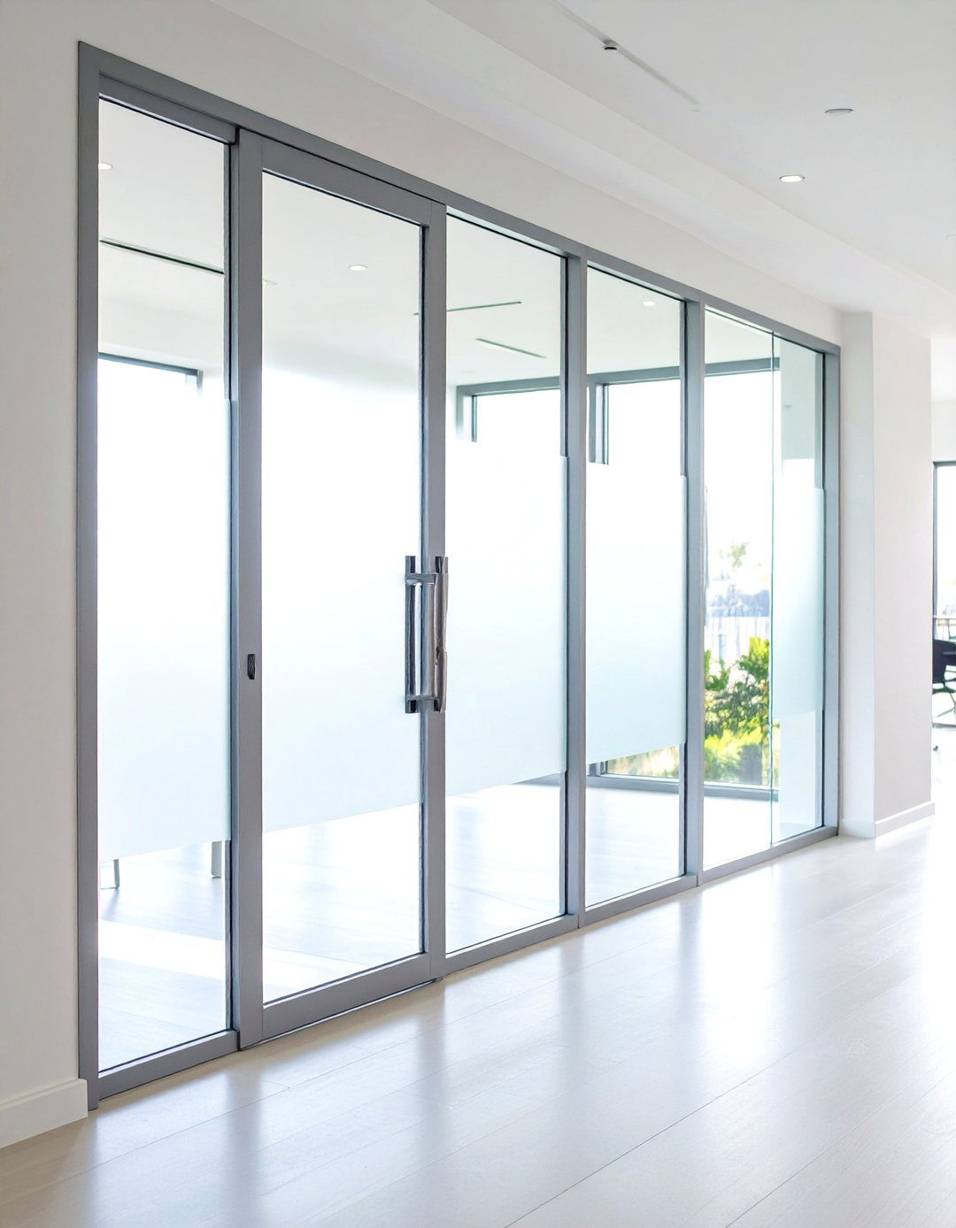 Frosted Glass Home Office Door for Balanced Privacy - 20 Home Office Door Ideas