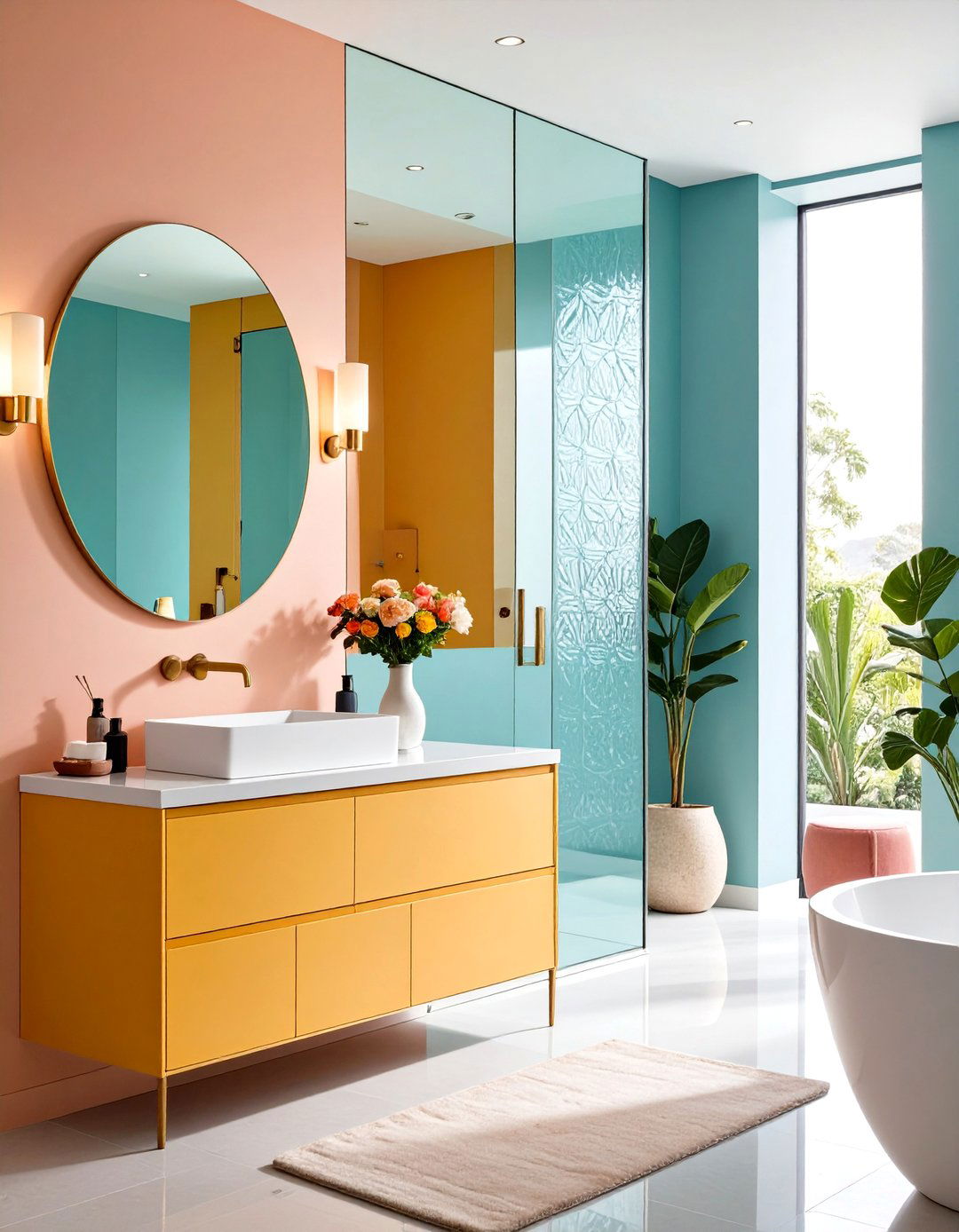 Frosted Glass Mirror Painting with Etched Patterns - 20 Mirror Painting Ideas