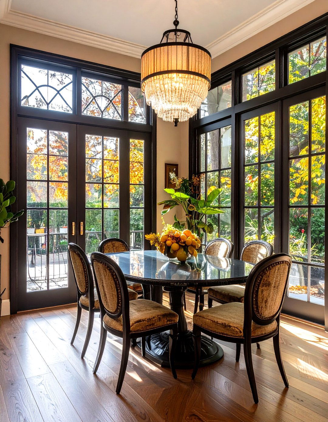 Frosted Glass Panel Doors Offer Subtle Glam - 25 Art Deco Dining Room Ideas