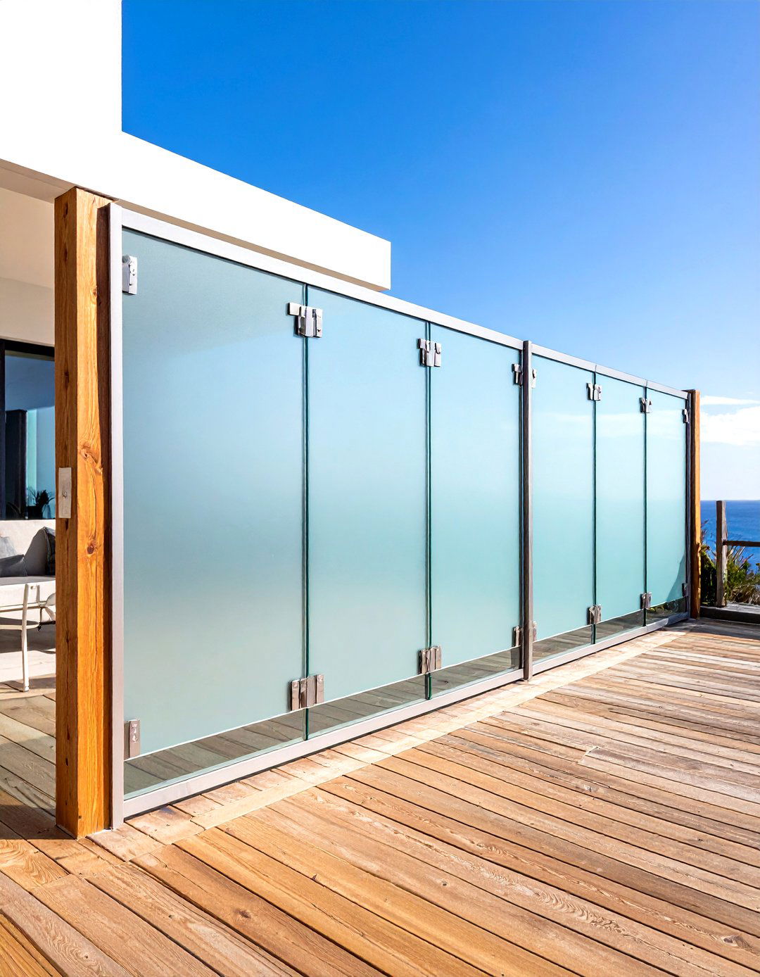 Frosted Glass Panels for Light and Privacy - 20 Deck With Privacy Wall