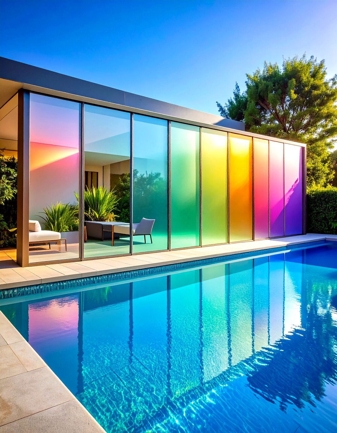 Frosted Glass Panels - 20 Pool Privacy Ideas