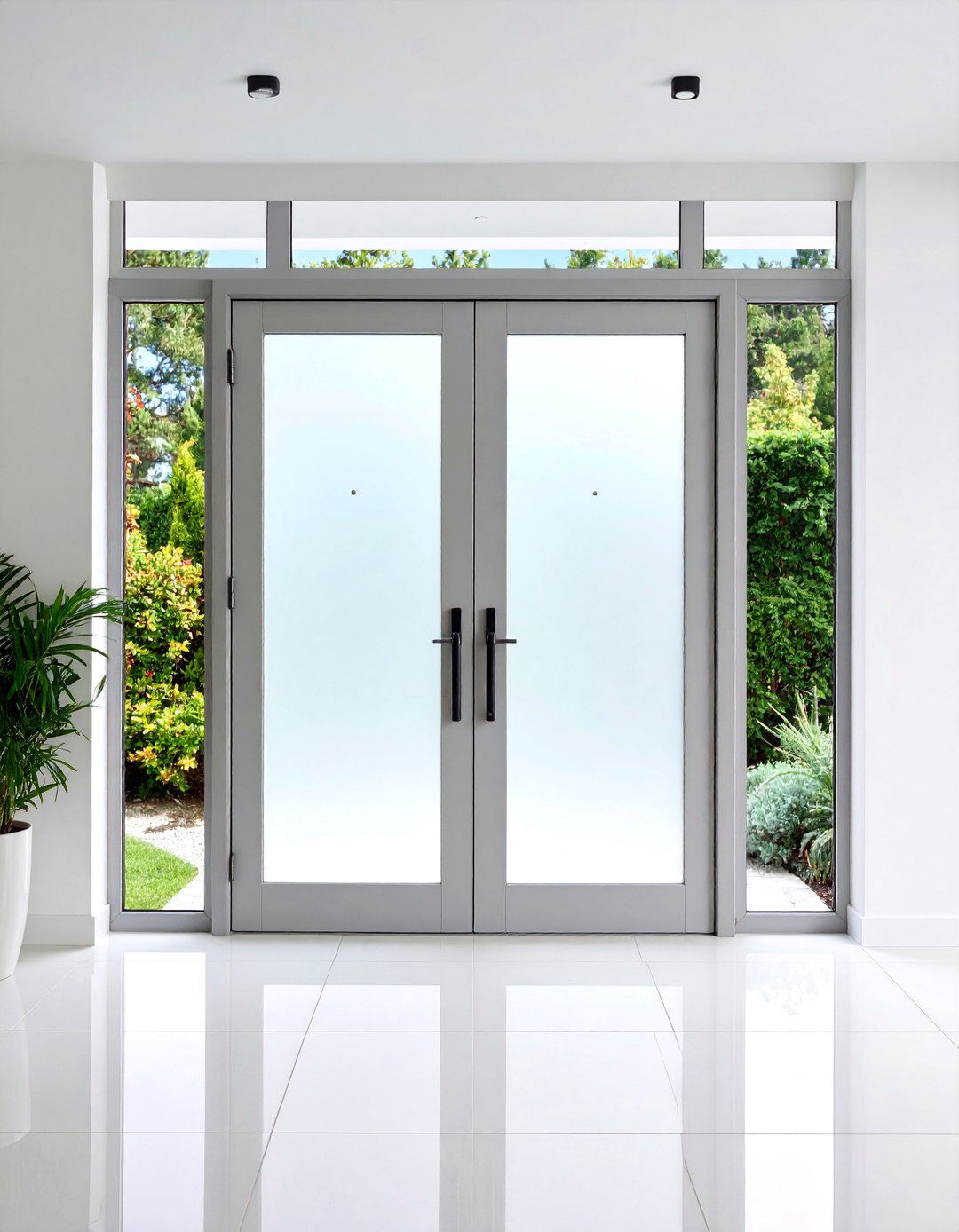 Frosted Glass Privacy Double Front Door - 20 Double Front Door Ideas