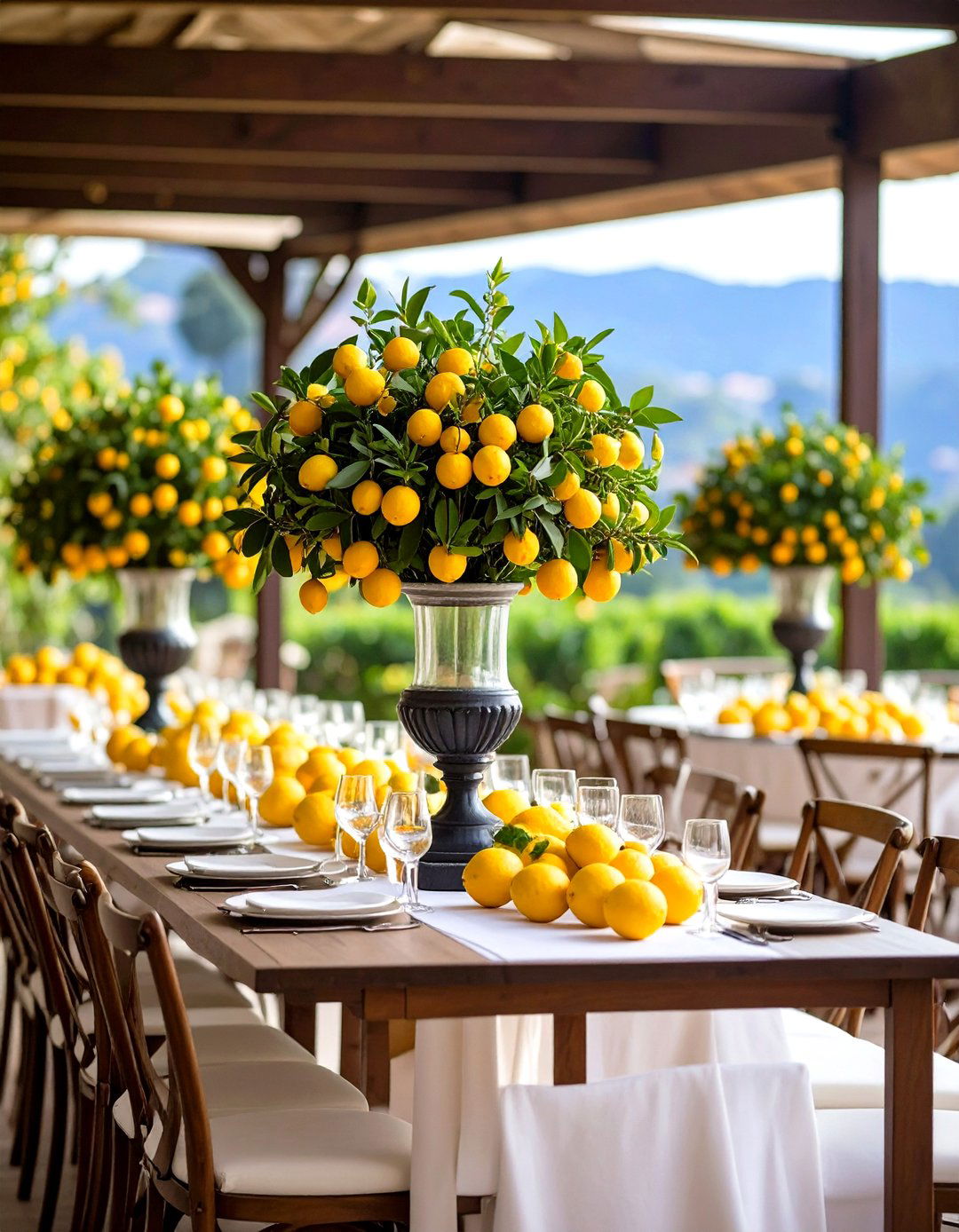 Fruit Infused Citrus Tree Centerpieces - 20 Tall Wedding Centerpiece Ideas