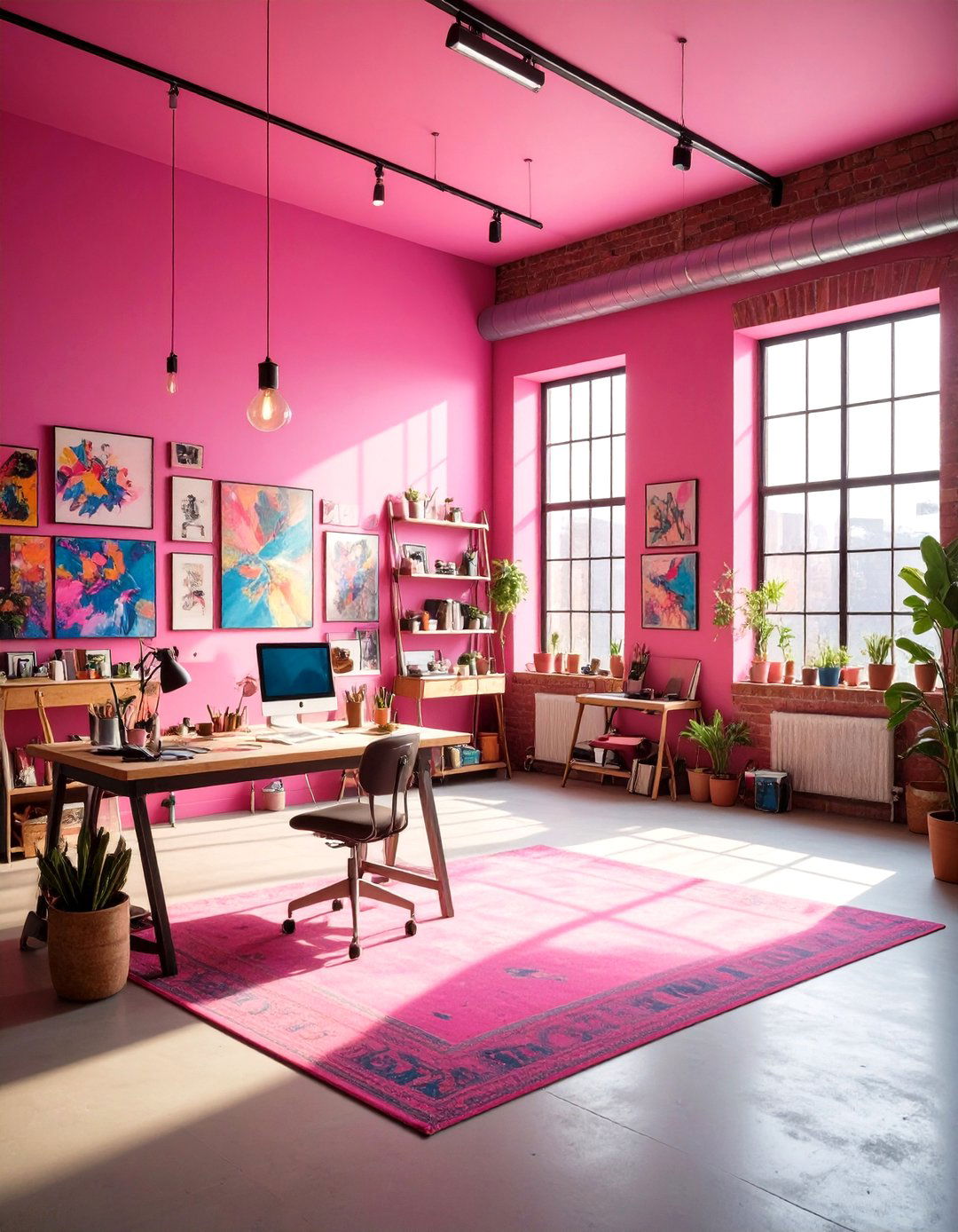Fuchsia Pink Room Eclectic Studio - 20 Pink Room Ideas