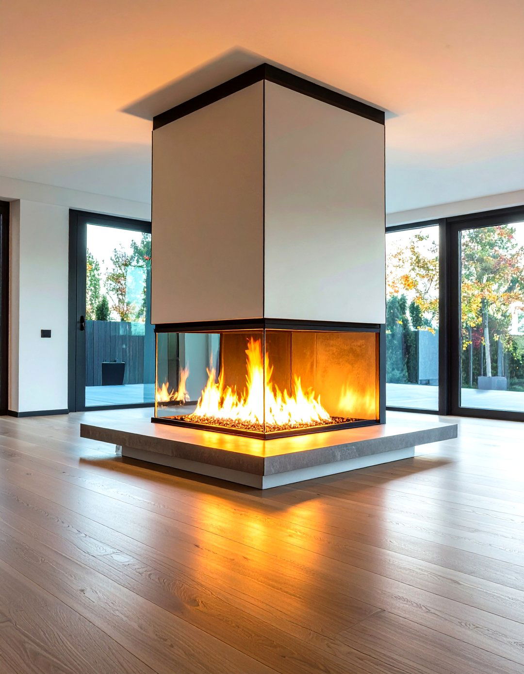 Full Height Glass Front Fireplace - 20 Floor to Ceiling Fireplace Ideas