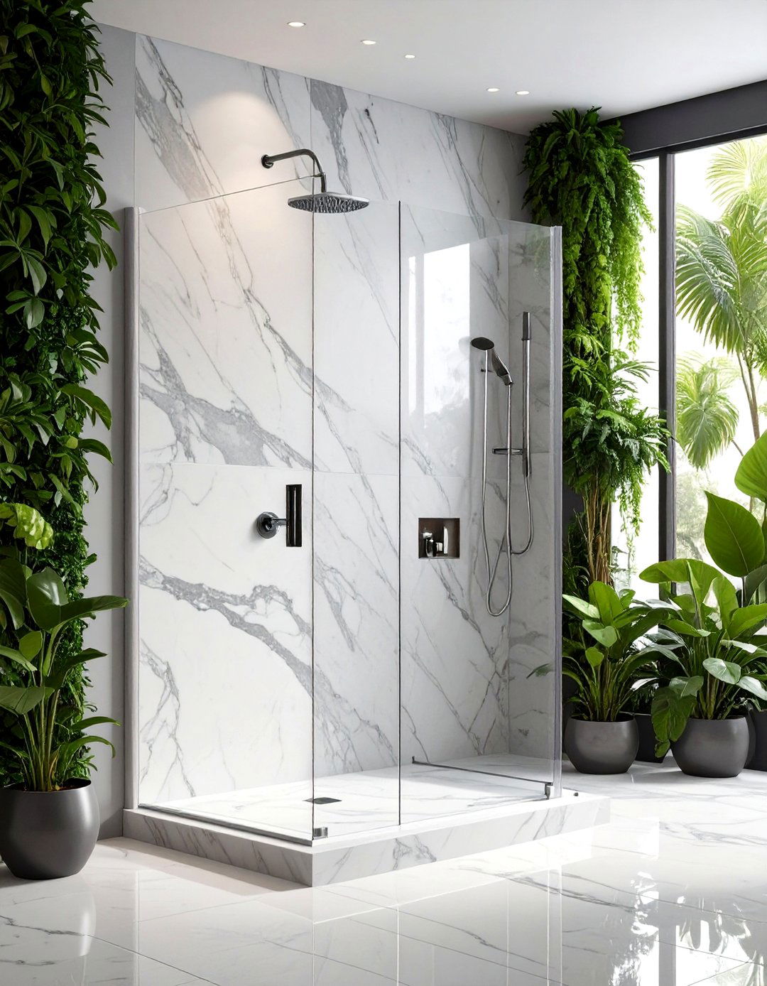 Full Height Marble Slab - 20 Shower Surround Ideas