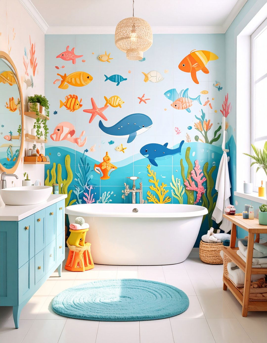 Fun Wall Decals Encourage Kids to Love the Family Bathroom - 20 Family Bathroom Ideas