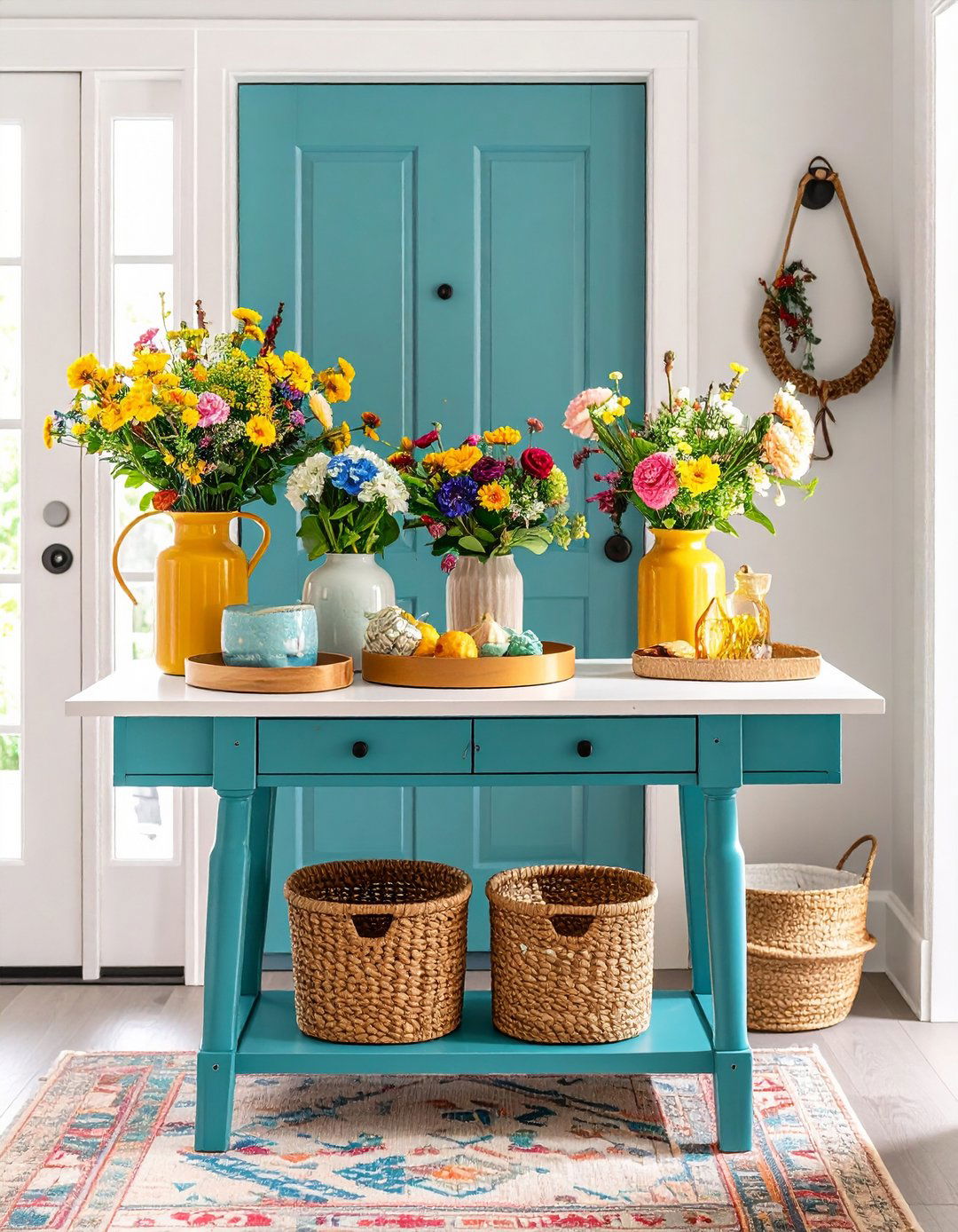 Functional Tray System Entryway Table Organization - 20 entryway table decor ideas