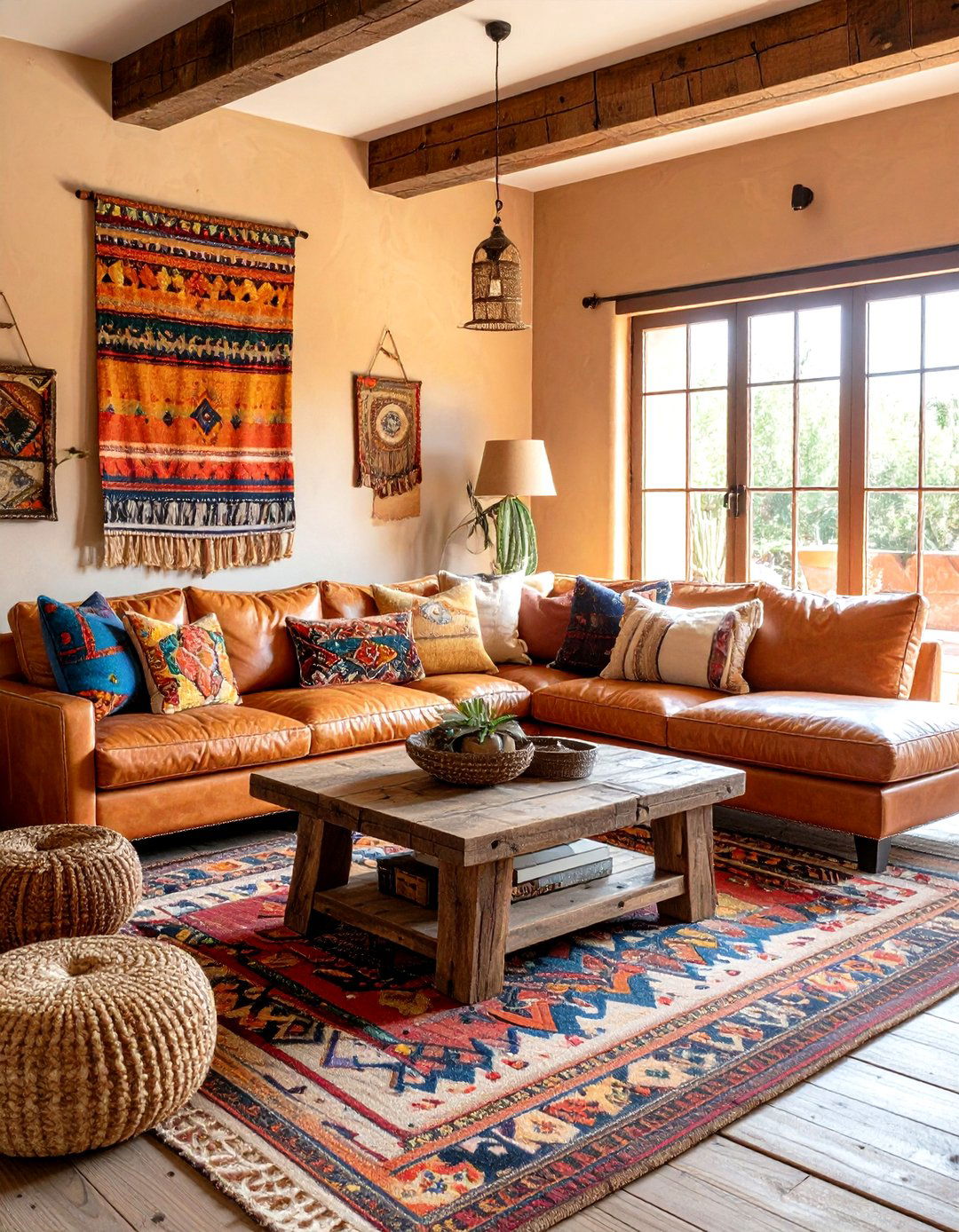Furnish with Aged Leather Seating - 20 Southwestern Living Room Ideas