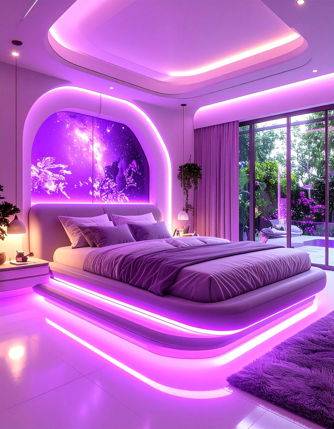 Futuristic Purple Bedroom Technological Innovation - 20 Purple Bedroom Ideas