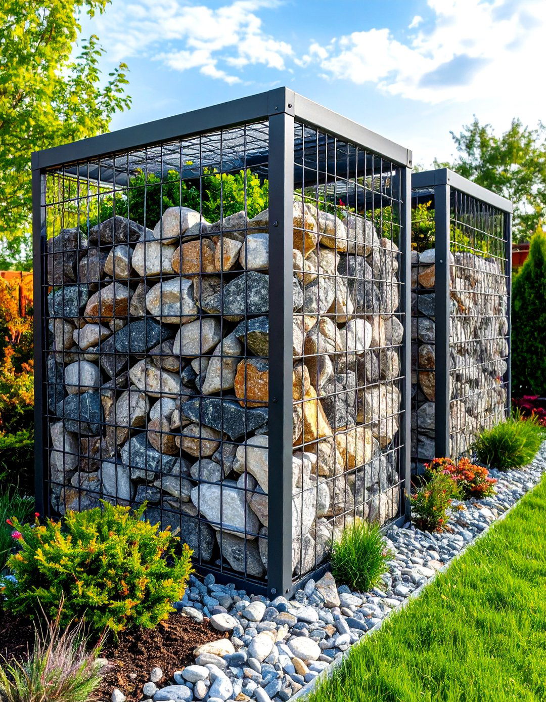 Gabion Garden Divider Walls - 20 Garden Divider Ideas