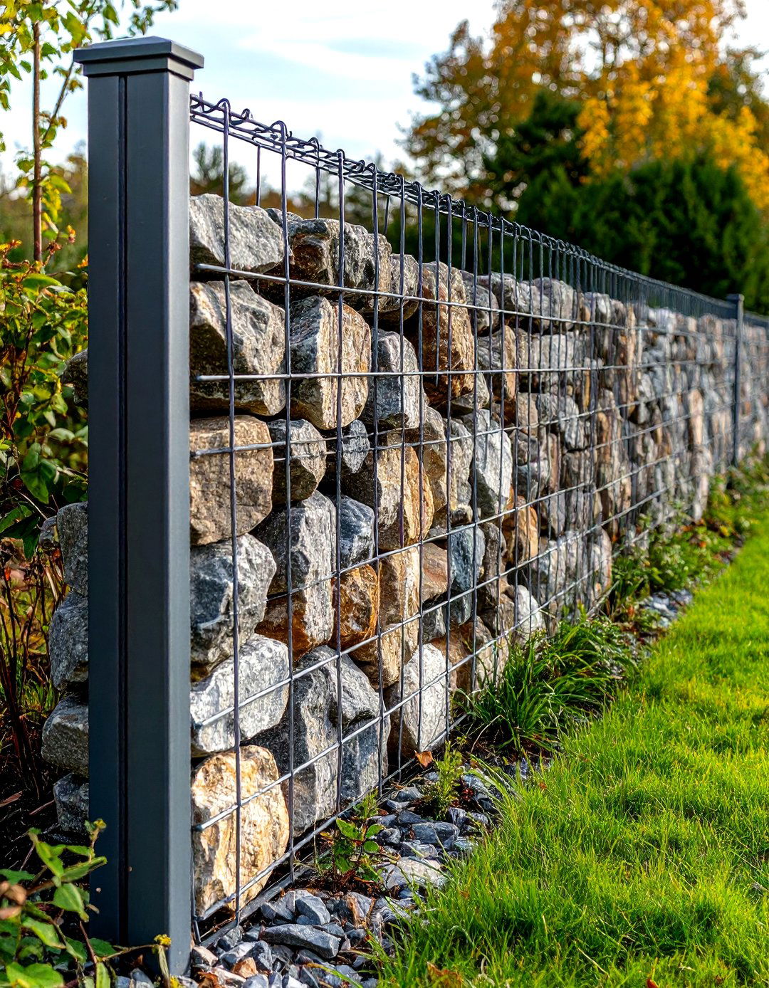 Gabion Stone Basket Decorative Fence - 20 Decorative Fence Ideas