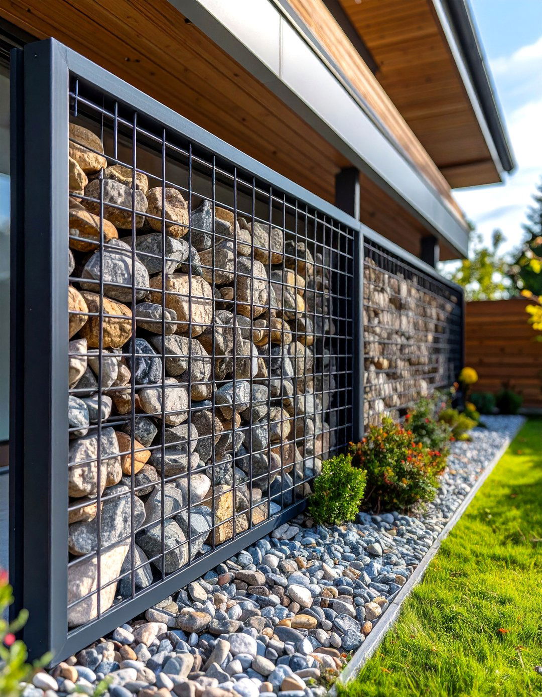 Gabion Wall Feature - 20 Stone Garden Ideas