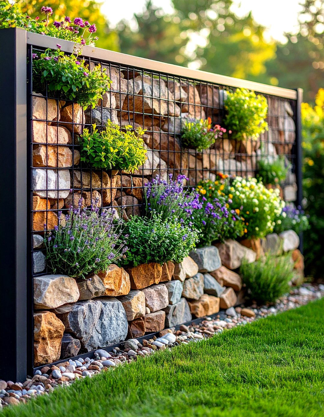 Gabion Wall Garden Screening Statement - 20 Garden Screening Ideas