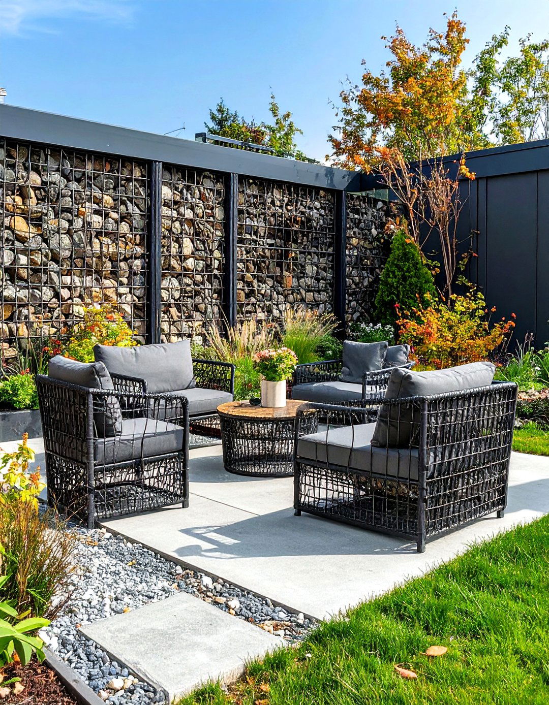 Gabion Wall Privacy Patio Fortress - 20 Privacy Patio Ideas