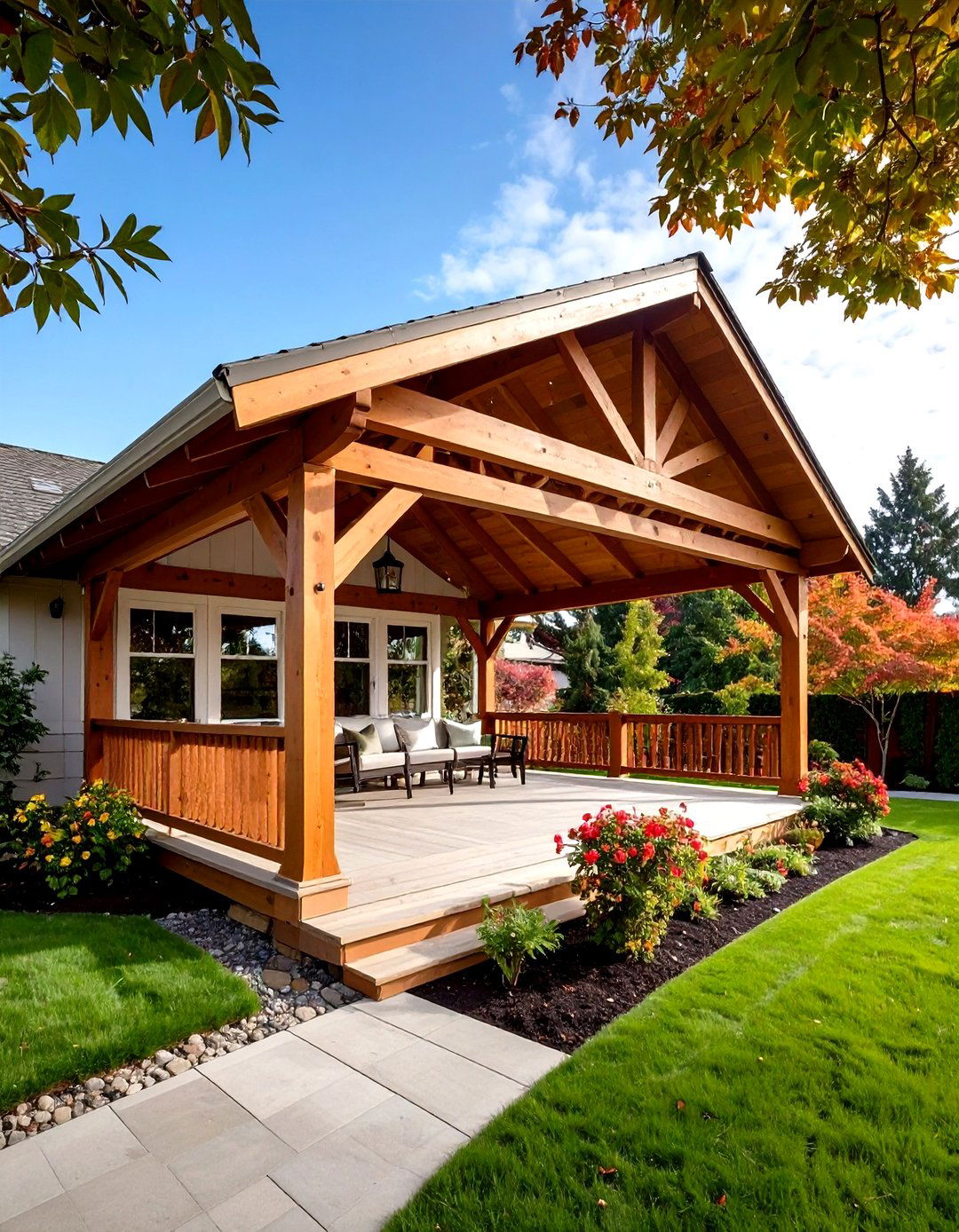 Gabled Roof Echo Front Porch Pergola - 20 Front Porch Pergola Ideas