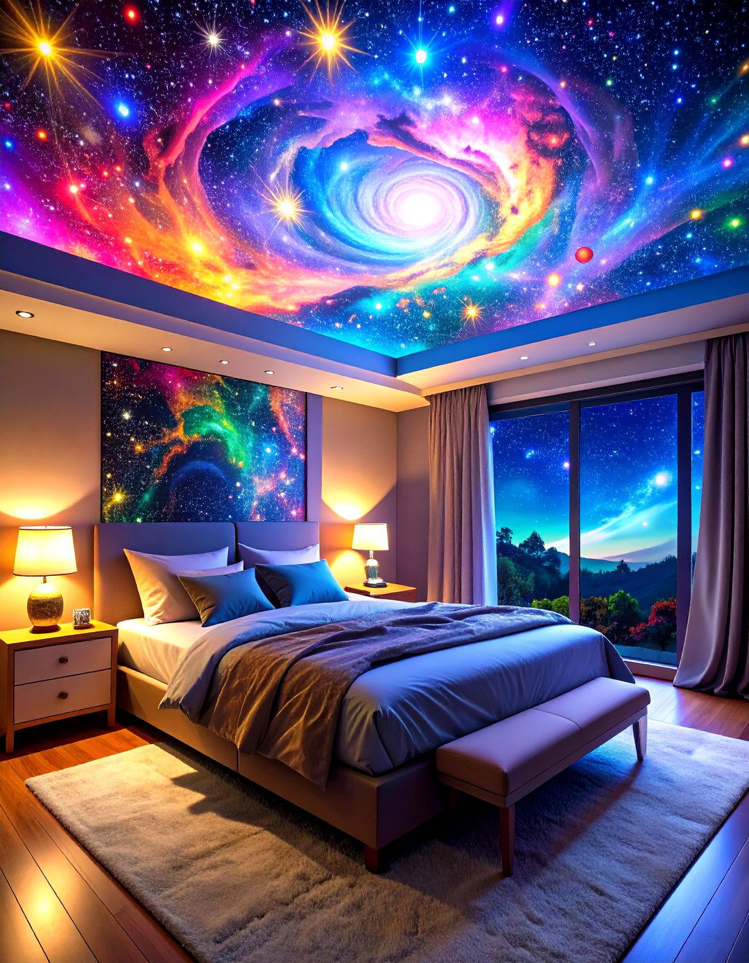 Galaxy Ceiling Projection - 20 Gaming Bedroom Ideas