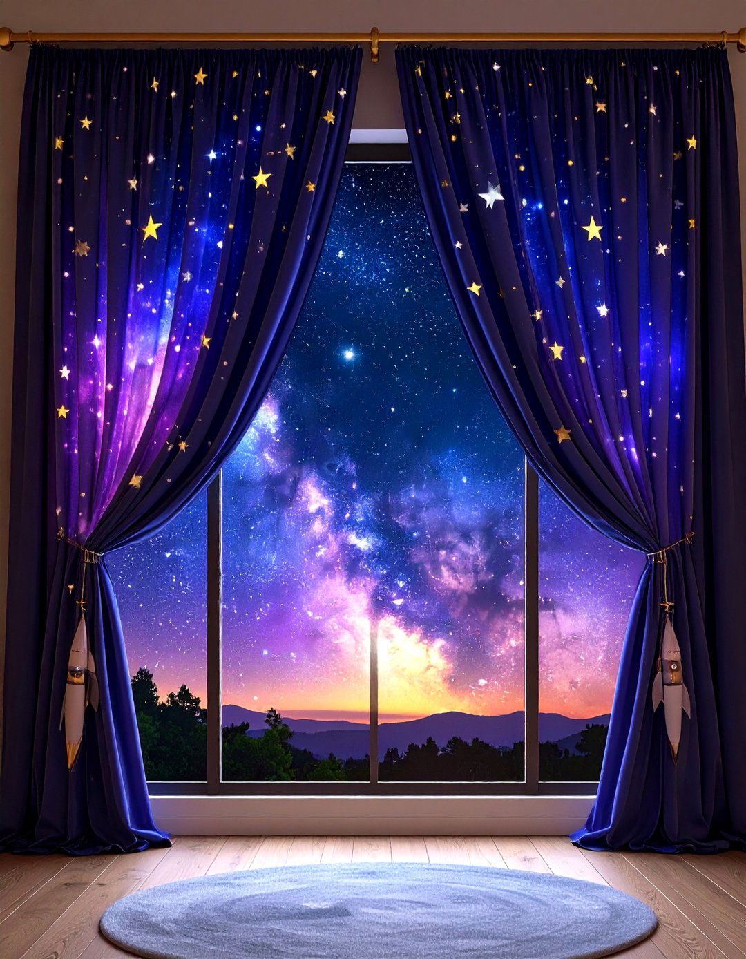 Galaxy Curtains - 20 Space-themed Nursery Ideas