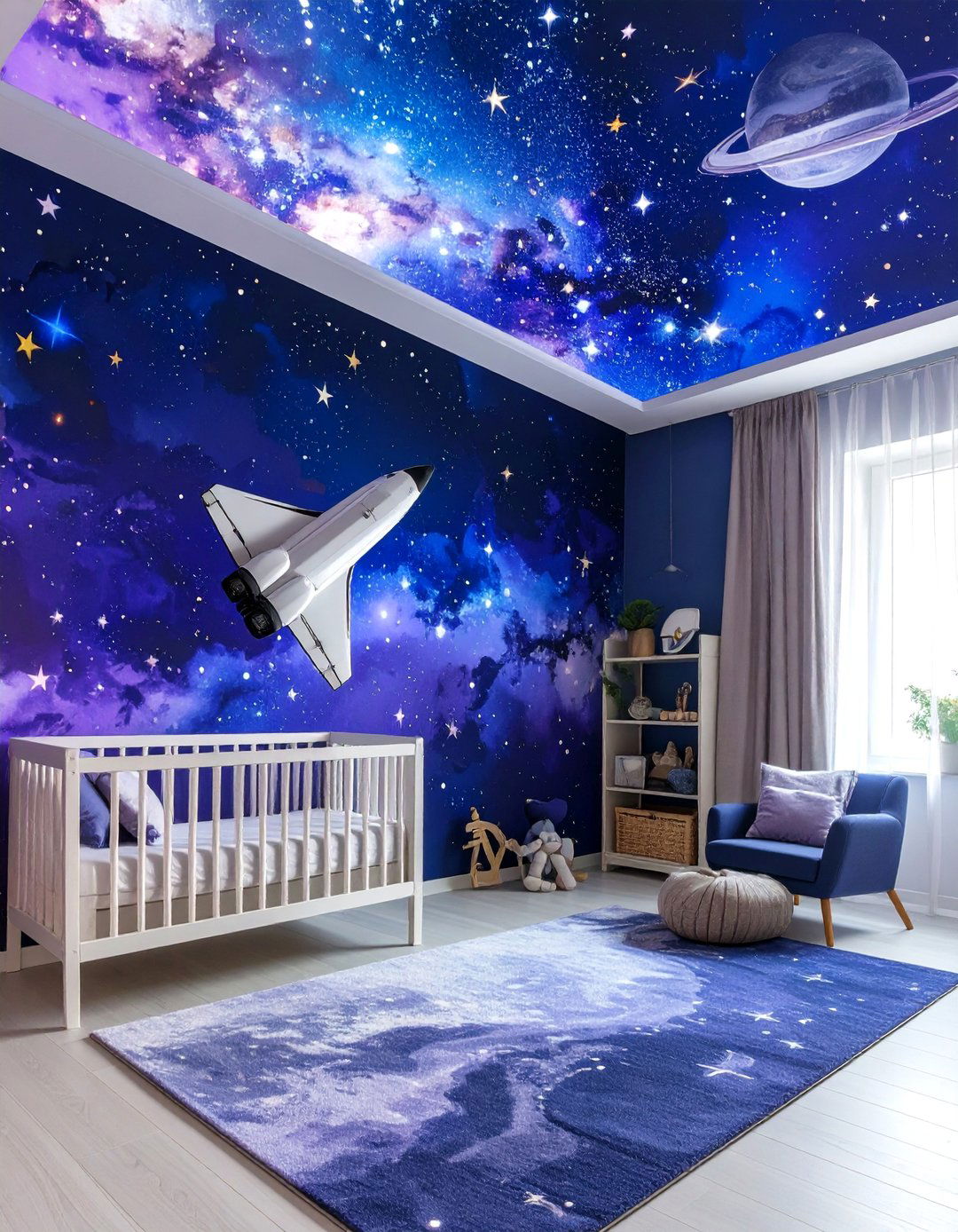 Galaxy Mural Accent Wall - 20 Star Wars Nursery Ideas