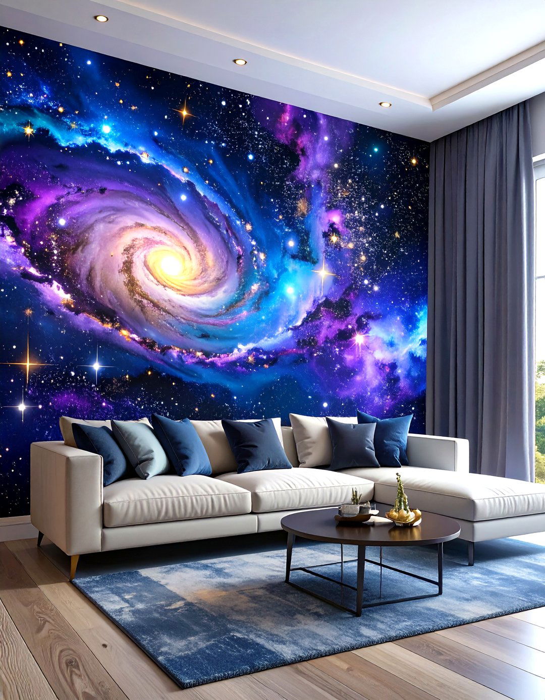 Galaxy Wallpaper Accent Wall - 20 Space-themed Room Ideas