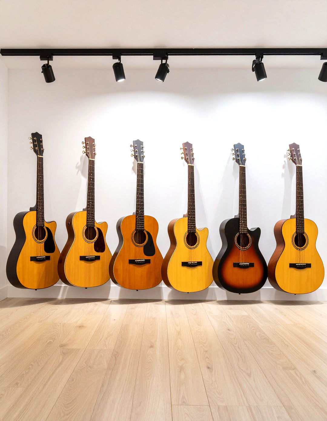 Gallery Style Guitar Wall Display - 20 Guitar Room Ideas